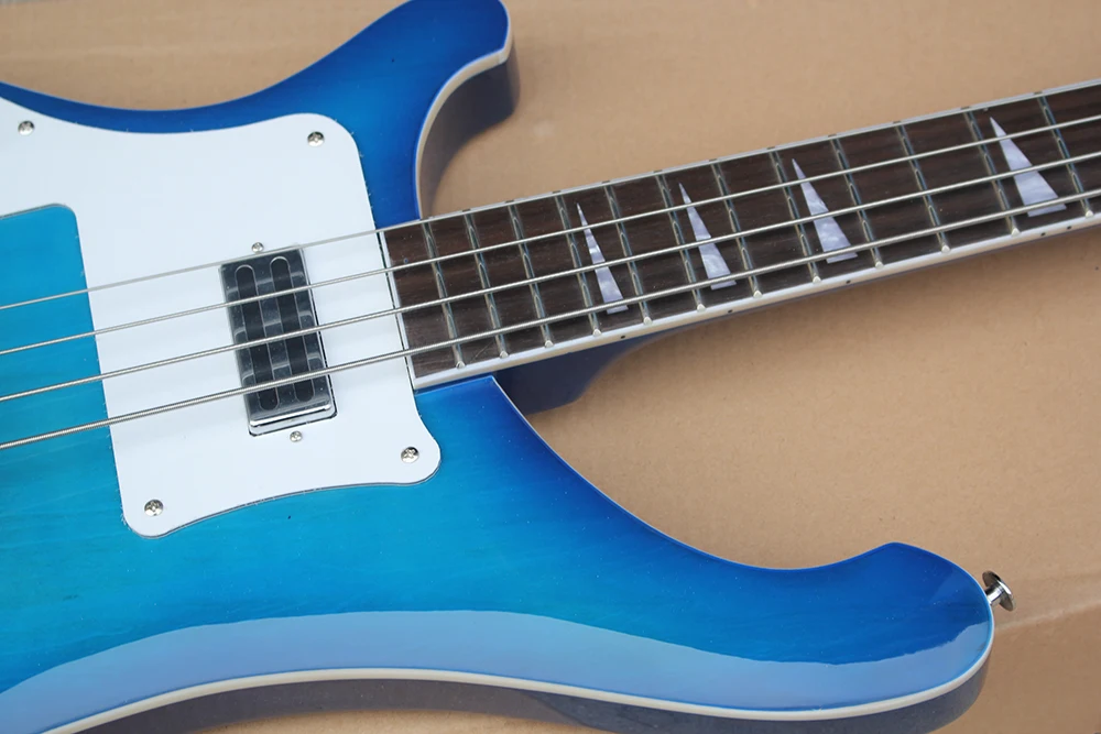 4 Strings Left Handed Blue Electric Bass with Rosewood Fretboard,Providing Customized Service