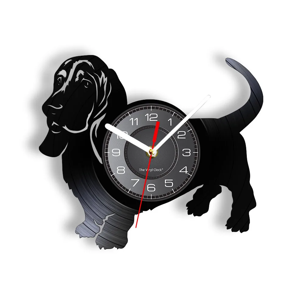 HarryPancho Basset Hound Wall Clock For Pet Shop Puppy Dog Breed Home Decor Doggie Cool Watch Vinyl Record Animal Lover Gift