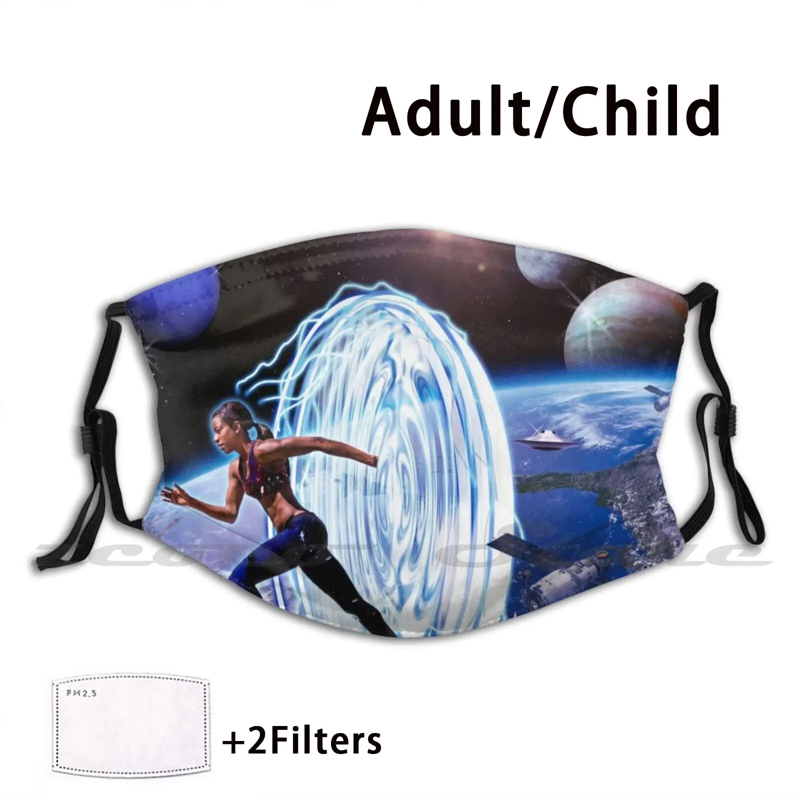 

Outer Space Athlete Mask Diy Washable Filter Pm2.5 Mouth Trending Outer Space Planets Graphic Design Photo Retouching Portal