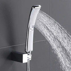 High Quality Bathroom Square ABS in Chrome Bathroom High Pressure Hand Shower Set With Shower & Hose Bathroom Accessories