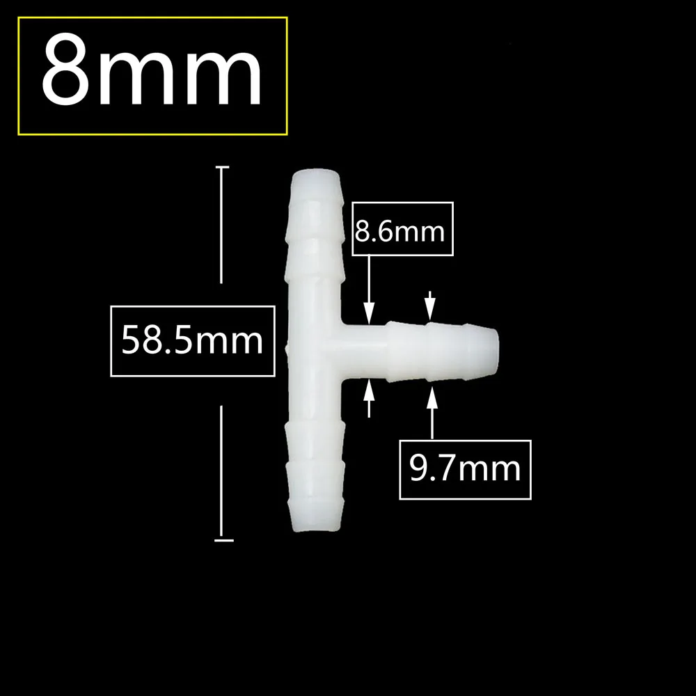 10pcs Garden 8mm 10mm Hose Connector Tee Cross Barbed Hose Splitter Pipe Adapter Irrigator Fitting
