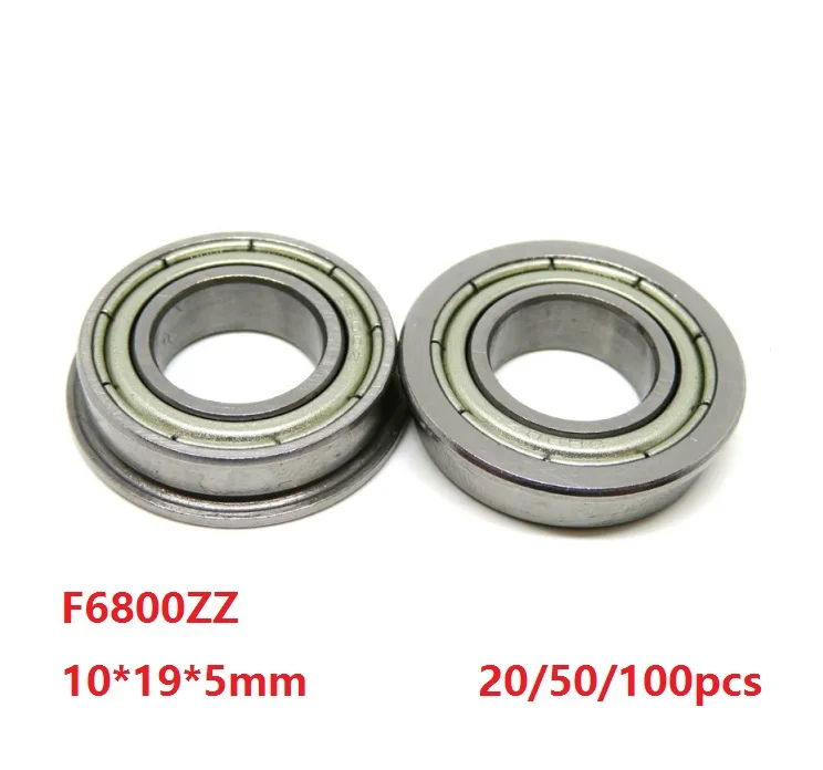 20/50/100pcs F6800ZZ F6800 ZZ 10*19*5mm Flange Ball Bearing Thin Wall Deep Groove Ball bearing Double metal cover 10×19×5mm