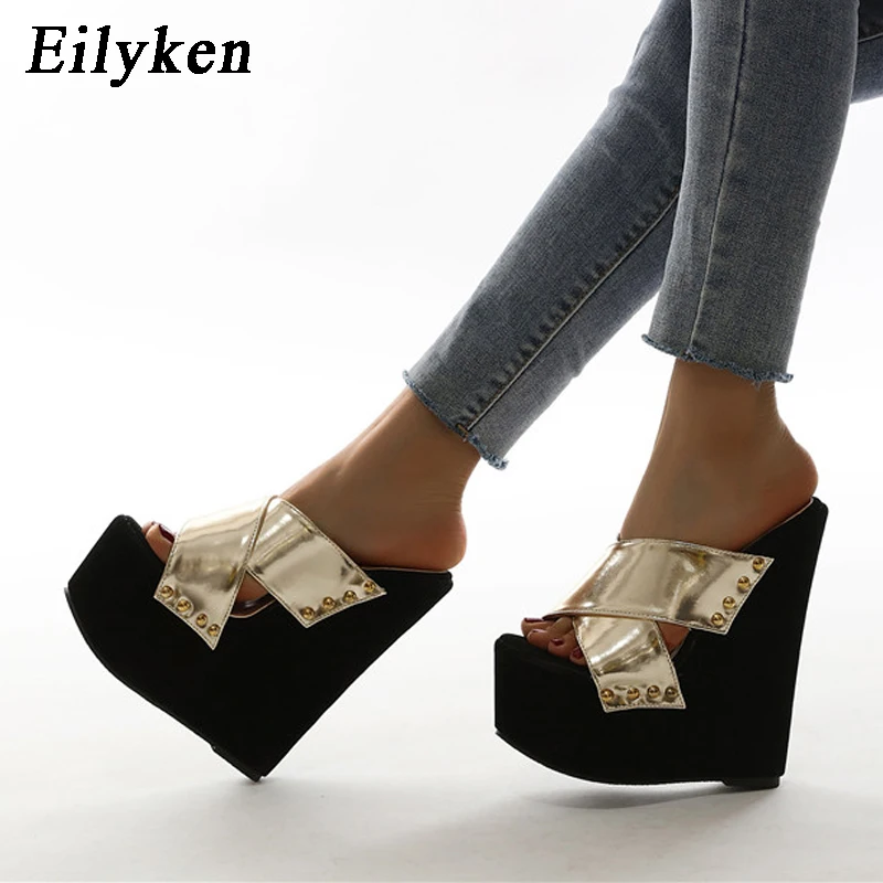 Eilyken Summer Roman Peep Toe Women Platform Wedges Slippers Sandals Fashion High Heels Female Shoes