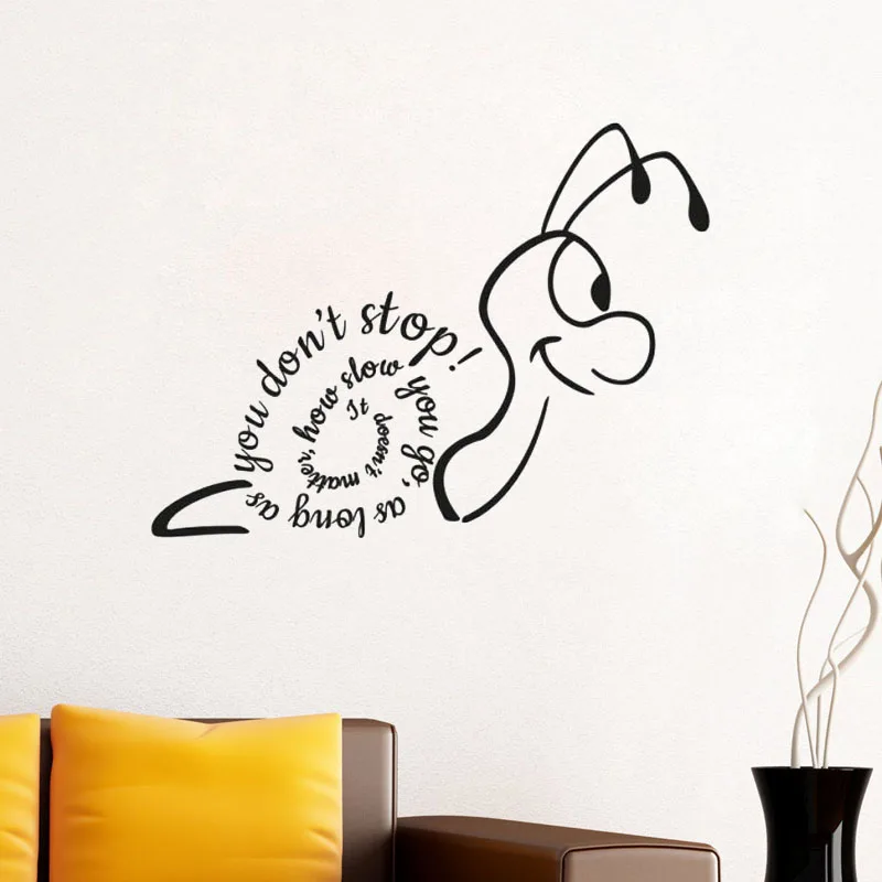 Creative Snail Wall Sticker It Doesn'T Matter How Slow You Go Vinyl Wall Decals Removable Living Room Bedroom Home Decor