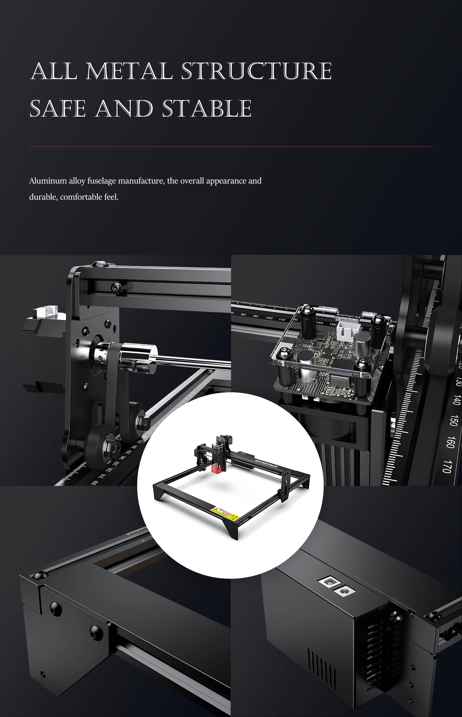 Atomstack a5 30w corte de madeira impressora gravura couro acrílico cnc roteador desktop mini cortador diy conexão usb