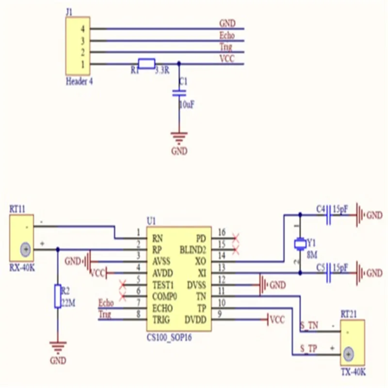 Il Chip ad ultrasuoni CS100 sostituisce HC-SR04 di grado industriale ad ampia tensione 3 ~ 5.5V