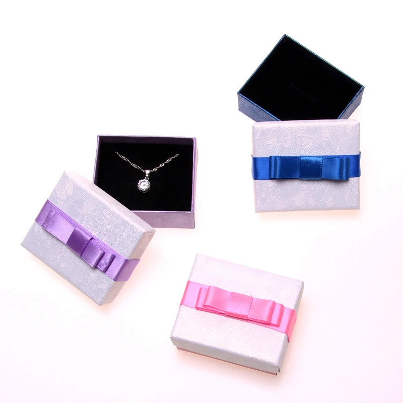 

24pcs Jewelry Gift Box Bow Jewellery Sets Box for Necklace Earrings Ring Case Packaging Display Wholesale with Sponge