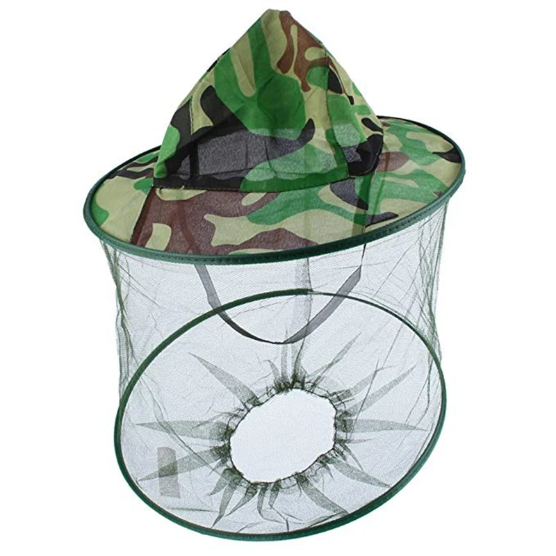 Fishing Caps Camouflage Anti Mosquito Bee Hat With Net Mesh Head Cover Fisherman Hat Beekeeping Camping Mask Face Protector