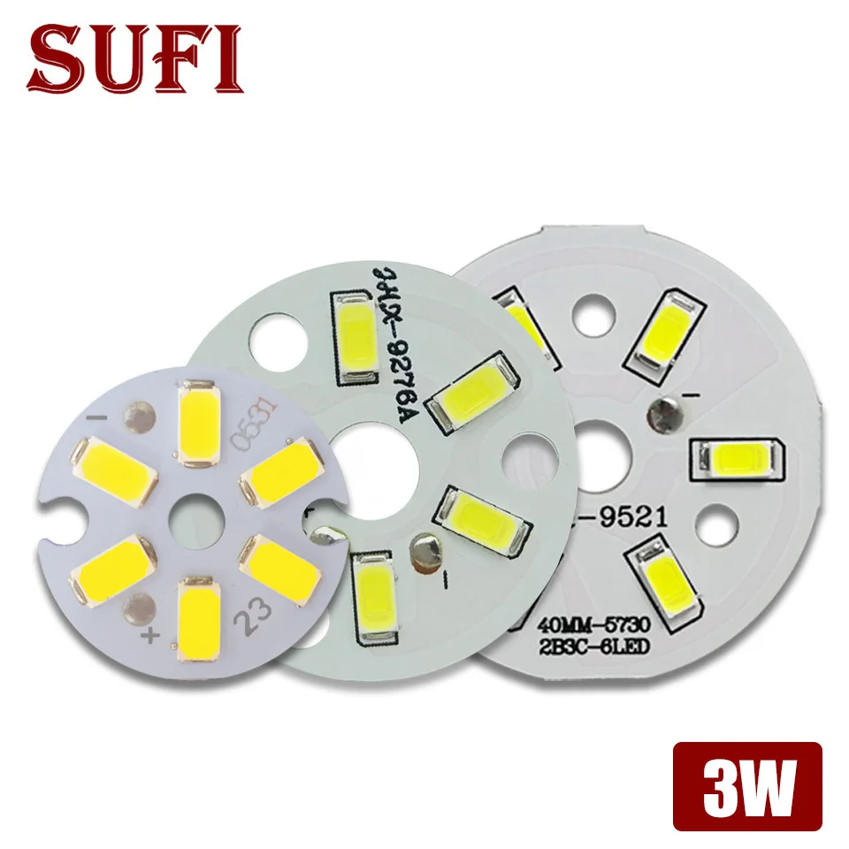 Fonte de luz LED para lâmpada LED, SMD 5730, 3W, 23mm, 32mm, 40mm, 44mm, branco quente, branco natural, 10pcs