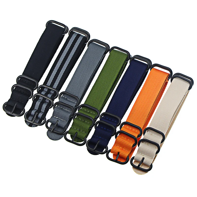 Wholesale  Heavy Duty Nylon Watchband NATO ZULU Strap 18mm 20mm 22mm 24mm Striped Rainbow Canvas Replacement Watch Band