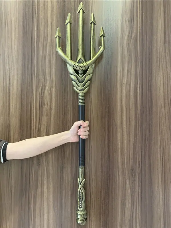 Cos Gift 1:1 Big Trident Cosplay Weapon God Of Sea Legend Trident Toy Gift Adult Kid Halloween Cos Retro Flexible Length Plastic