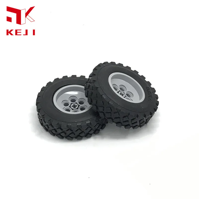 MOC Parts 1 PCS Tyre 32019 + 86652c01 86652 DIA. 62.4x20mm Gravel Tire Hub for Building Blocks Crane Car Vehicle Bricks Toys