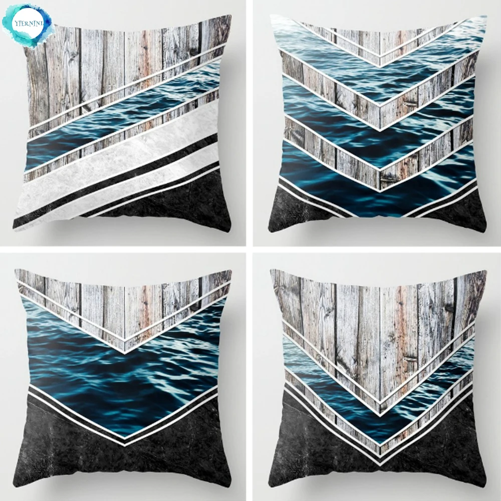 

Abstract Wooden Wave Sea Polyester Throw Pillow Case Decorative Cushion Covers for Home Sofa Chair Bedroom Decoration 45X45cm