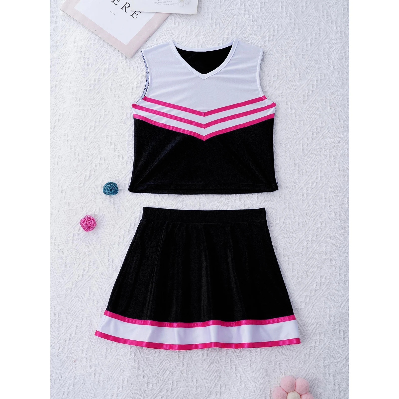 Student Cheerleader Uniform School Girl Dance Costumes competizione sportiva Kids Stage Performance Clothing Set 6-14 anni