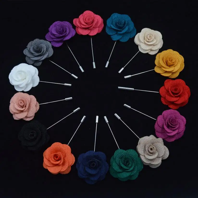 Gusleson broches de flores de tecido, masculinos e femininos, broche de alfinetes com botão para decoração, broche para homens