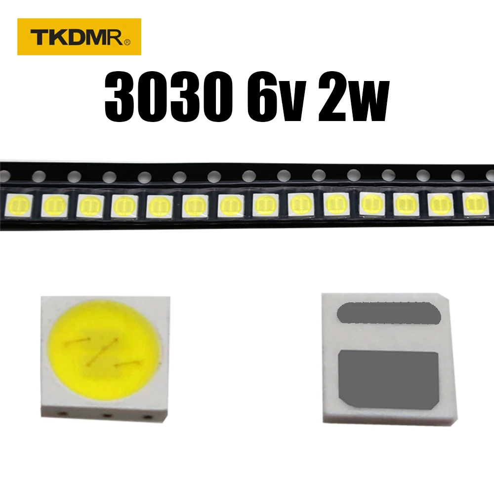 TKDMR 100/50pcs LED Backlight High Power 2W 3030 6V Current 200-250MA  Cool White Temperature 15000-20000k TV Application