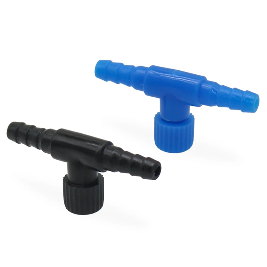 3pcs/lot Black Blue Control Valves Switch T-Shape Adjustable Connector Pump Flow Valves 4mm Adjust air volume water volume