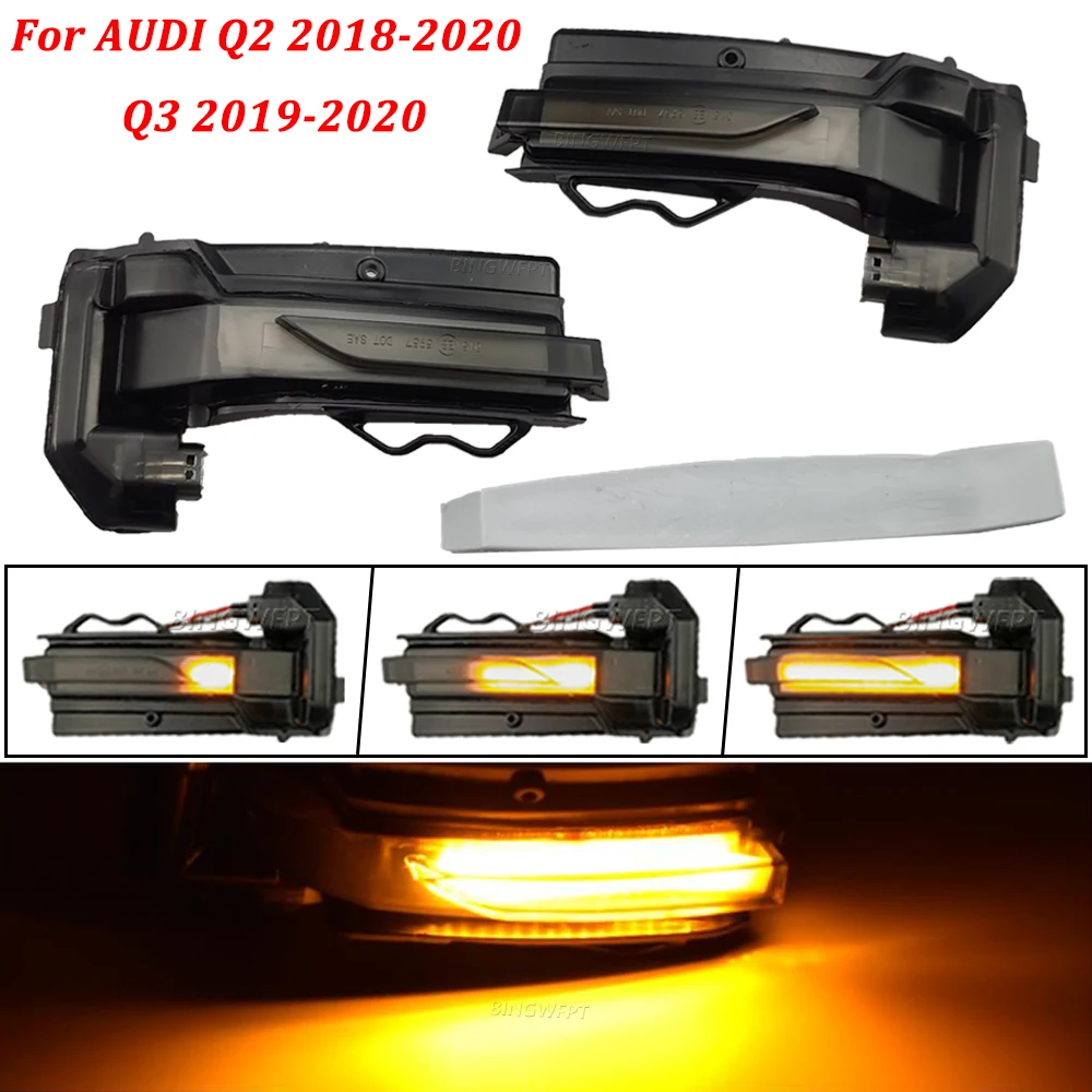 Two Colors For Audi Q2 GA Q3 F3 2019 2020 LED Dynamic Blinker Turn Signal Lamp Rear View Mirror Indicator Repeater Car Light