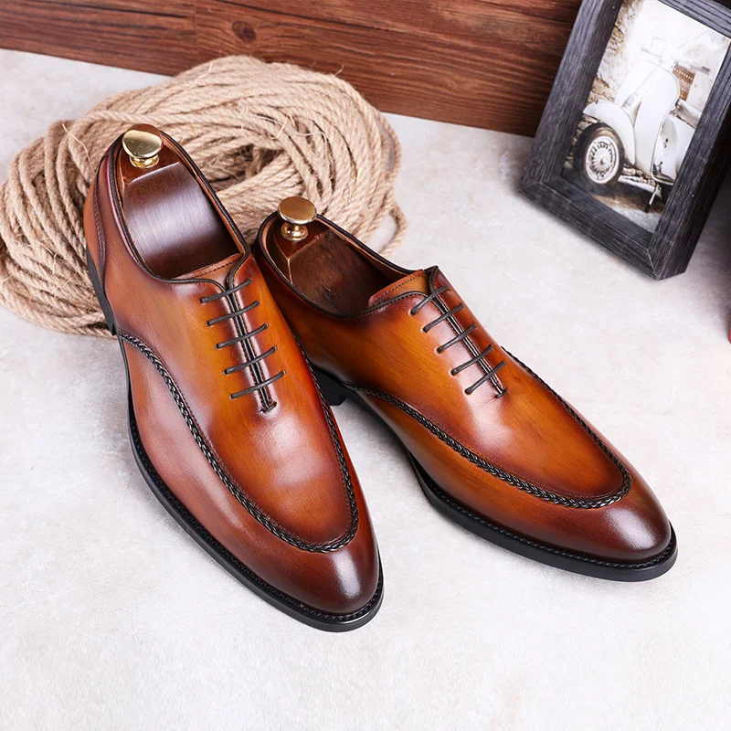 men's with cow leather rubber composite sole lace up elegant business dress mens fashion italian high quality shoes for formal