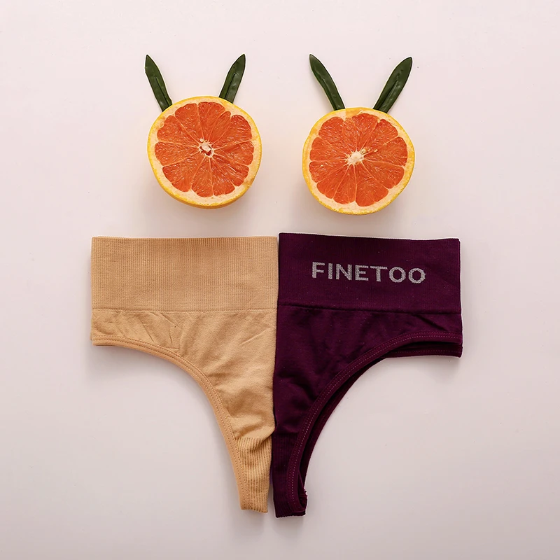 FINETOO – culotte string taille haute sans couture pour femmes, ensemble de 2 pièces, Lingerie, sous-vêtements féminins, contrôle du ventre, M-2XL