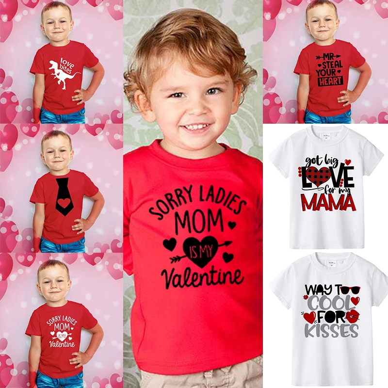 Sorry Ladies Mom Is My Valentine Letters Print Kids Clothes Funny Toddler Boy Long Sleeve Tshirt Children Casual Fashion T-shirt