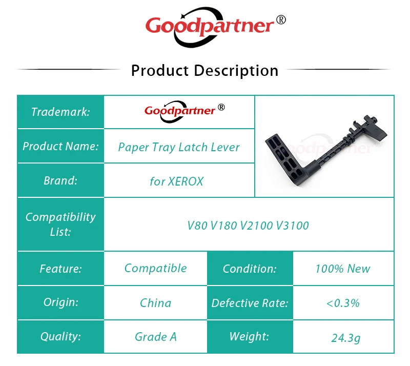 1X 803E08230 Cassette Paper Tray Latch Lever for XEROX V80 V180 V2100 V3100 / Versant 80 180 2100 3100