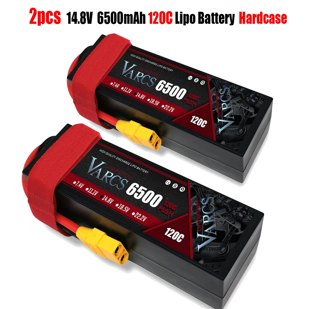 

2PCS VARCS Lipo Batteries 4S 14.8V 6500mAh 120C/240C HardCase for RC 1/8 /10 Car Off-Road Buggy Truck Boats Drone salash Parts