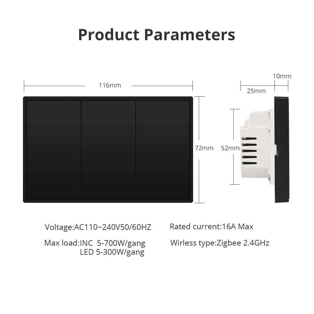 Zemismart Zigbee US Interruttore della luce con interruttore neutro Funziona con Tuya Smartthings Alexa Funziona con Homekit tramite hub ZMHK-01