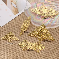10Pcs Multi Color Filigree Wraps Connectors Metal Crafts Gift Hair Jewelry Accessories Ancient Fashion Decorative Findings
