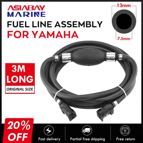 Yamaha 선외기 3m 연료 라인 어셈블리 5/16 인치 8mm 가스 호스 커넥터 프라이머 전구 모터 보트 파이프 해양 엔진 부품