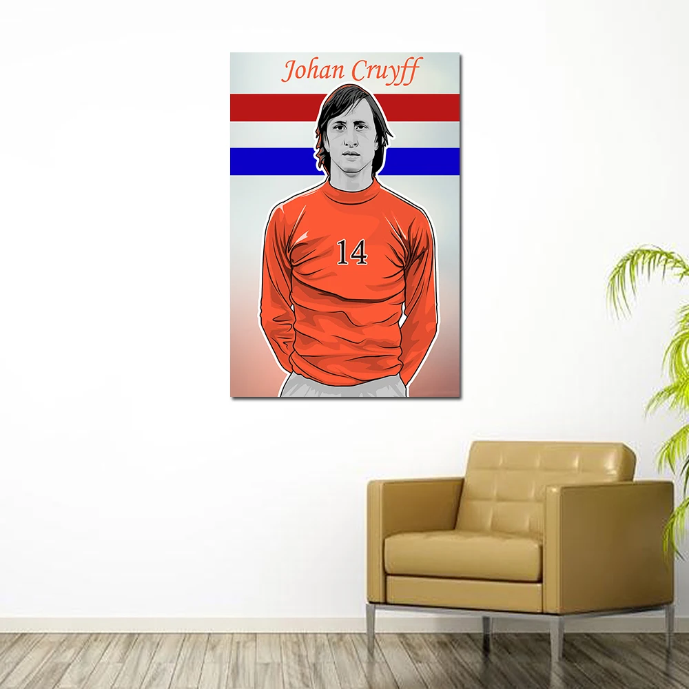 Johan Cruyff Netherlands Soccer Star Poster Canvas Cloth Fabric Prints Unframed Paintings Wall Art Picture for Living Room