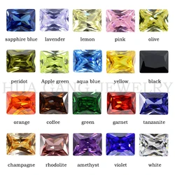 5A Multicolor Cubic Zirconia Stone  Black Blue Rectangle Shape Cut Loose CZ Synthetic Gems Beads For Jewelry 3x5~10x14mm