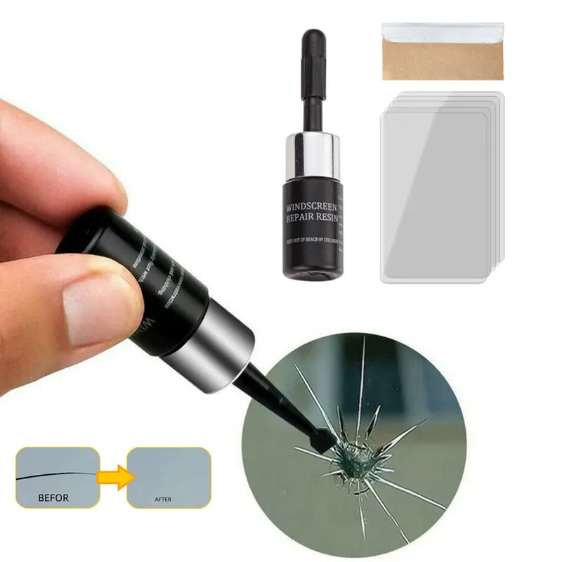 2PCS/1Set Car Windshield Repair Liquid Car Cracked Glass Repair Tools Auto Window Windshield DIY Kit Glass Scratch Crack Restore