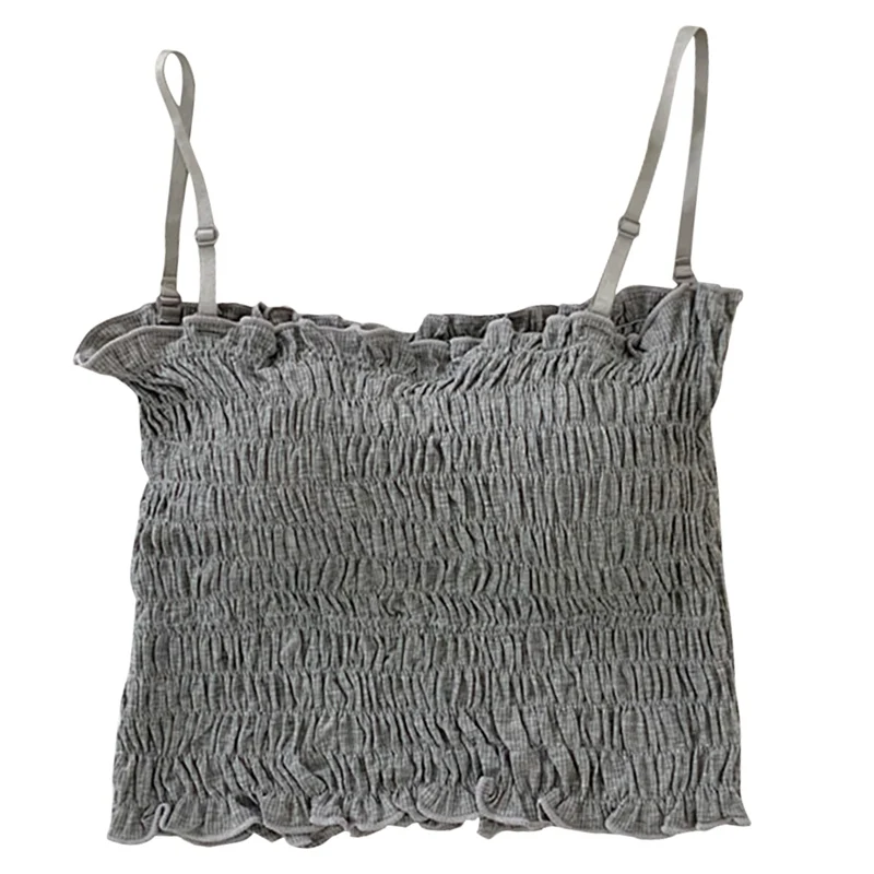 Women Strapless Tube Top Folding Pleated Bottom Camisole Thread Wrapped Chest Sweet Inside With Pleated Outer Wear