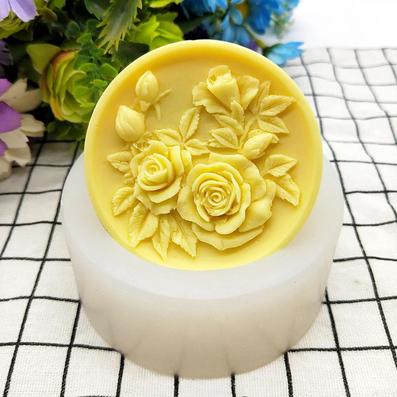 Silicone Soap Mold Rose Flower Shape Candle Making Mould DIY Aromatherapy Plaster Crafts Handmade Fondant Cake Decorating Tools