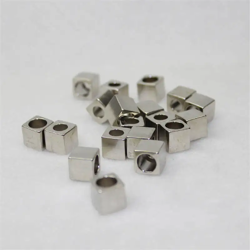 Metal Alloy Square Cord End Tip End Cap Jewelry Making Garment Hat Shoelace Accessory DIY Craft Supply Single Hole 8x8mm 20PCs