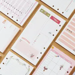 Hojas sueltas Kawaii A6 A5, recambio de papel, carpeta espiral, planificador, página interior, papel diario, semanal para hacer lista, papelería, 40 hojas