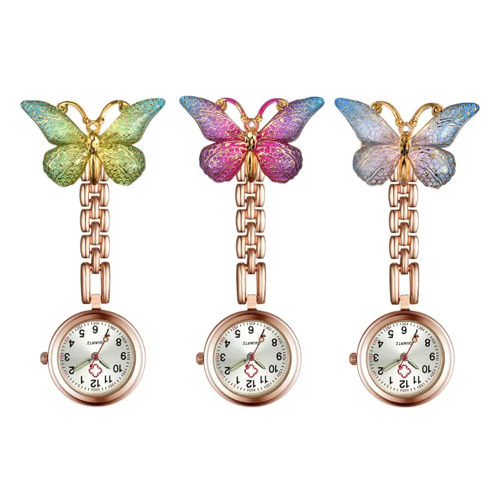 LANCARDO Cute Pendant Butterfly Nurse Watch Clip-On Brooch Quartz Hanging Pocket Watch  Fob Brooch Ladies Doctor reloj enfermera