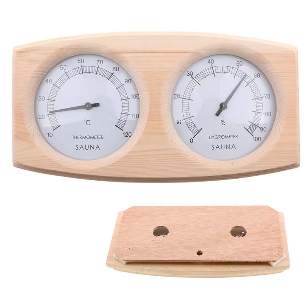 Pine Wood Sauna Hygrothermograph Durable 2 in 1 Thermometer Hygrometer Family Hotel Indoor Humidity Temperature Measure Gauge