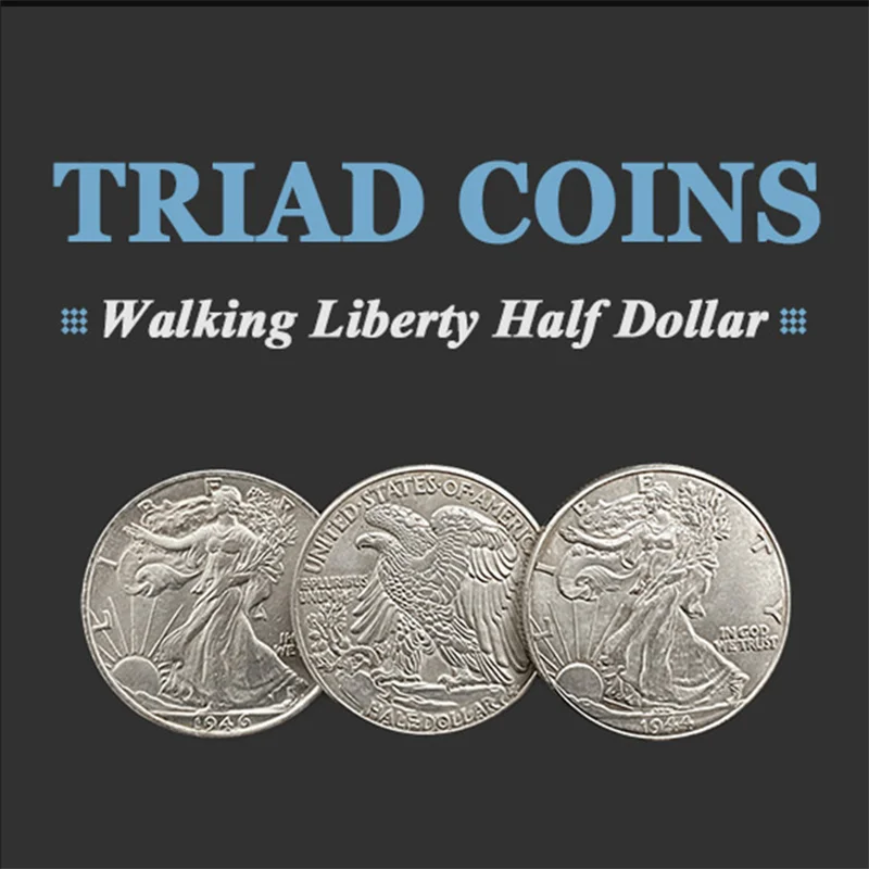 

Triad монеты (Walking Liberty Half Dollar gimick) магические трюки сцена крупным планом производство исчезают изменить три монеты Magia Gimmick