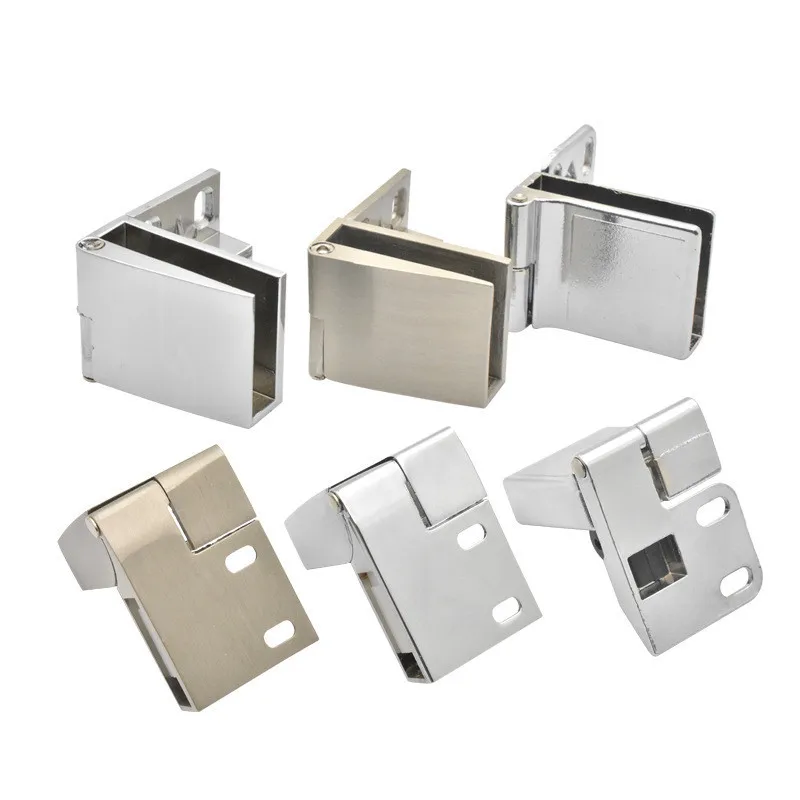 

2pc Glass Door Hinge Zinc Alloy Glass Clamp Wine Cabinet display case Cupboard Sliding Door For 3-5mm thickne Hardware Fittings