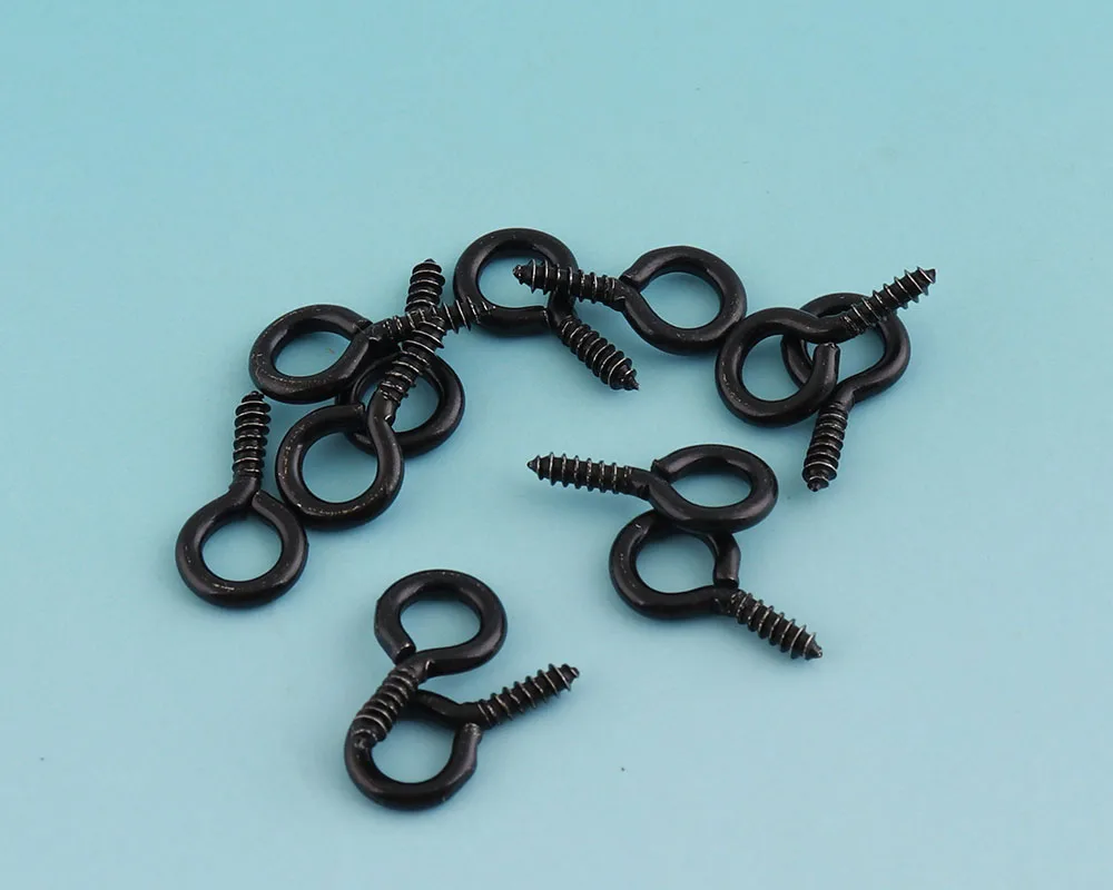 Black Eye pins 100pcs 15*8mm Screw Eye Hook for Pendants Metal Screw Eye Pins Silver Tone Eye Screw Bails Jewelry Making