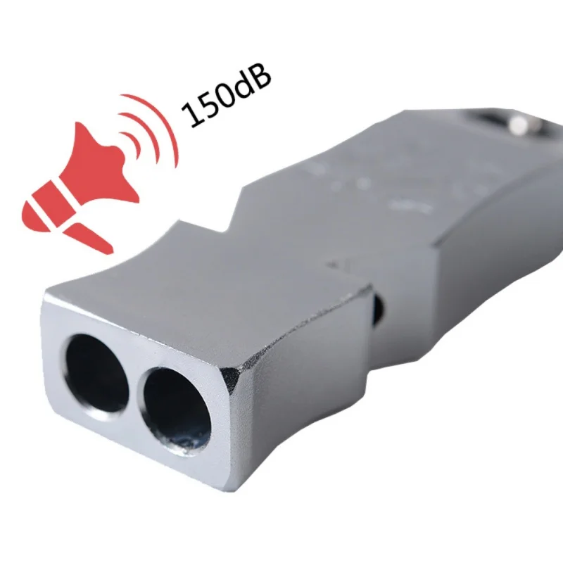

Outdoor Aluminum alloy Emergency Survival Chaining Whistle 150db Double Pipe High Decibel Camping Hiking Whistle