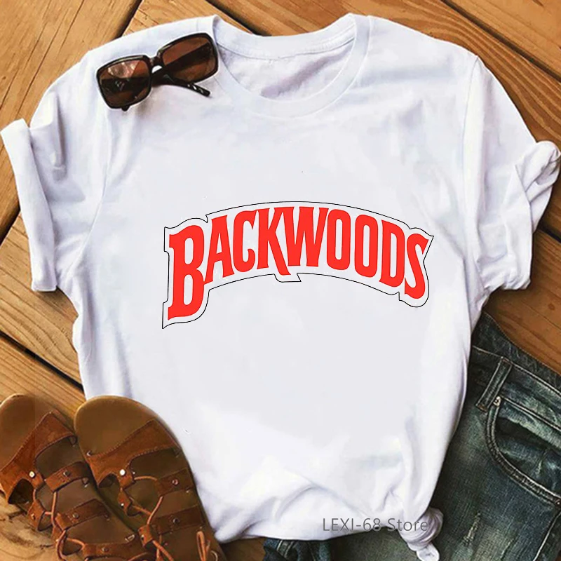 Letters Backwoods Printed Funny T Shirts Men Summer Top Male White T-Shirt Cool Streetwear Hip Hop T Shirt Custom Graphic Tshirt