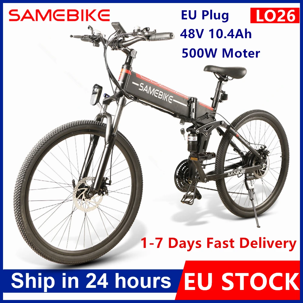 EU Stock Original SAMEBIKE LO26 Cycling Folding Electric Bike 21 Speed 48V 10.4AH 500W 30km/h Max Speed EBike MTB Bike