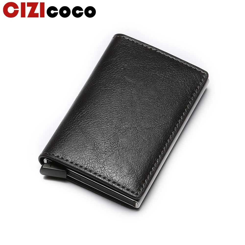 RFID Blocking Card Holder Carbon Fiber Men Wallet Leather Business Bank Credit Card Case Cardholder Protection Slim Creditcard