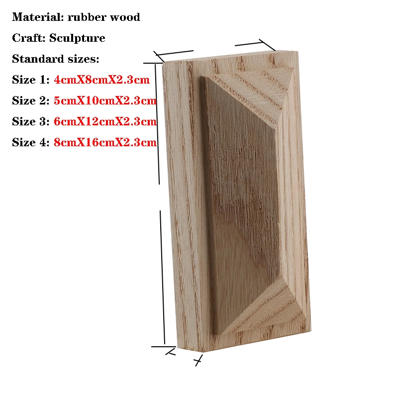 RUNBAZEF Wood Applique Decal Figurines Wooden Carved Decor Unpainted Large Crown Leaves Rectangle Flower Furniture Doors Home