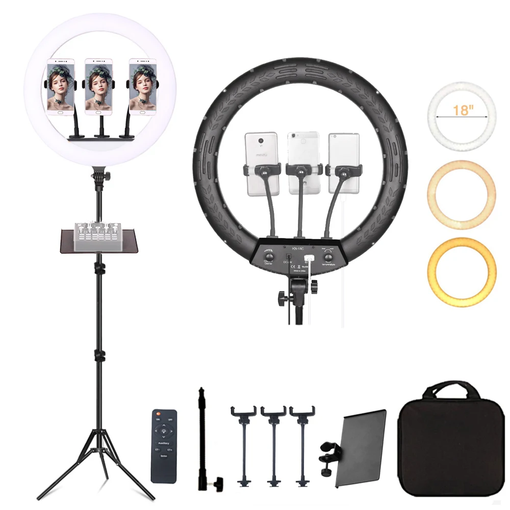 18 Inch LED Ring Light Dimmable Studio Photographic Lighting For Makeup,Tattoo,Youtube Video Led Ring Light Lamp With Tripod