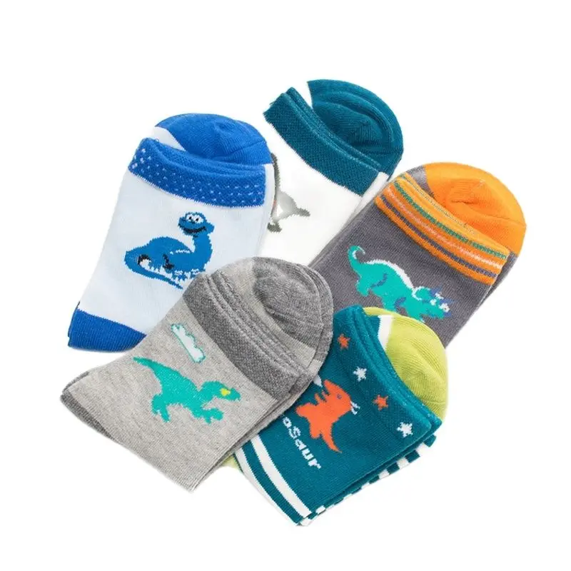 Chaussettes en coton pour enfants, motif de dinosaure de dessin animé mignon, chaussettes pour garçons et filles, printemps et automne, 2 à 12 ans,