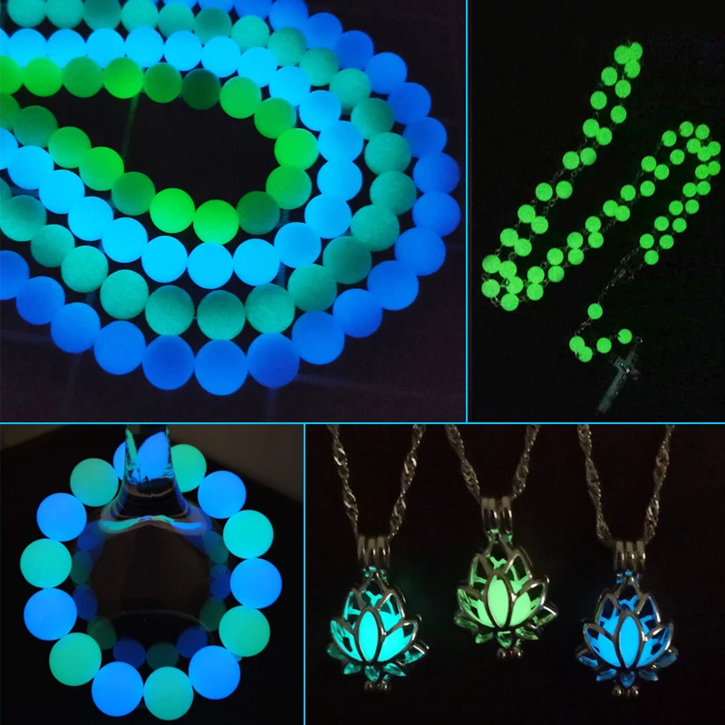 6/8/10mm Natural Stone Luminous Glowing In The Dark Round Beads for Jewelry Making DIY Bracelet Accessories 15inch Mineral Beads